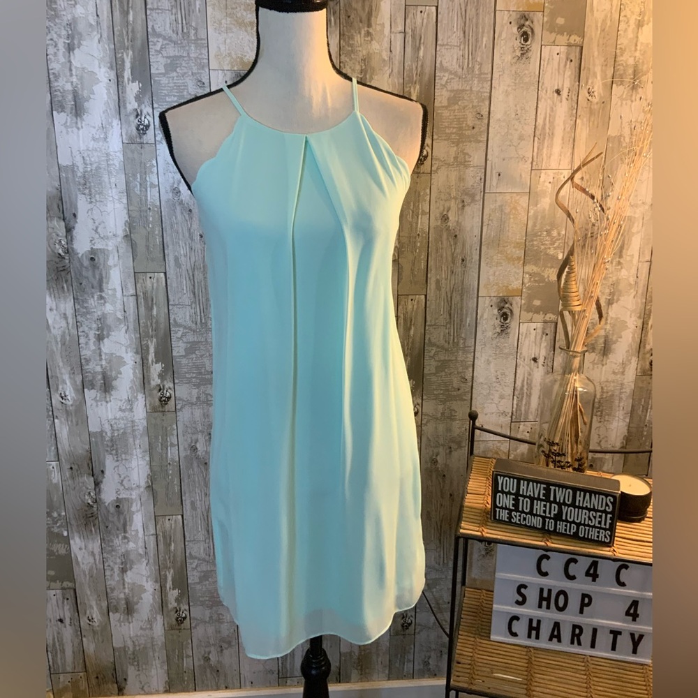 Elegant Mint Green Sleeveless Dress. Size XS